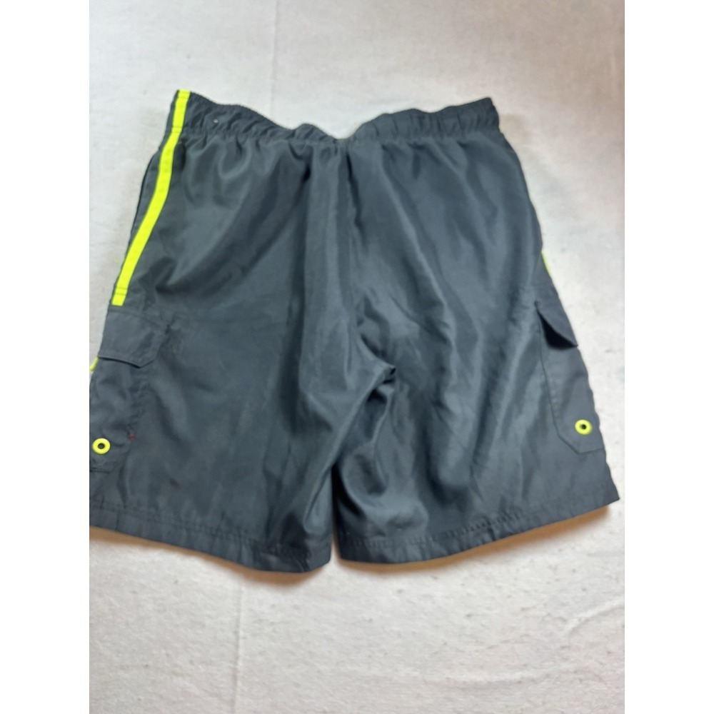 OP ‎ Mens Medium Drawstring Bathing Suit Pockets Gray/Yellow Y2K
